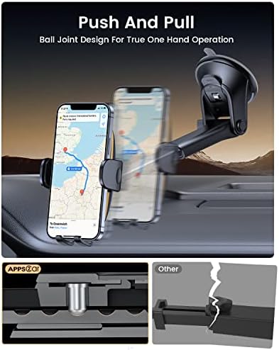 Apps2Car טלפון משמשה קדמית לרכב, 3-in-1 אוניברסלי הוק של לוח מחוונים מחזיק יניקה מחזיק טלפון לרכב/משאית/SUV