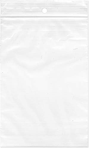 רוכסן פלימור שקיות ניילון משוחזרות, 2 מיל עם חור, 4 x 6