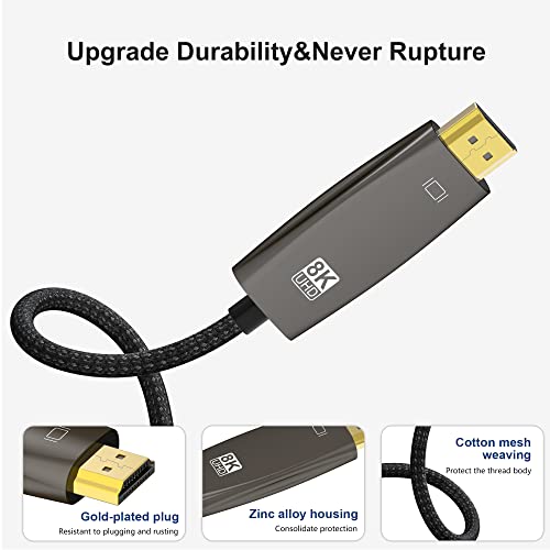 Dghumen USB C ל- HDMI 2.1 כבל, תואם Thunderbolt 3/4 ,, עבור MacBook Pro, MacBook Air, iPad Pro, UHD