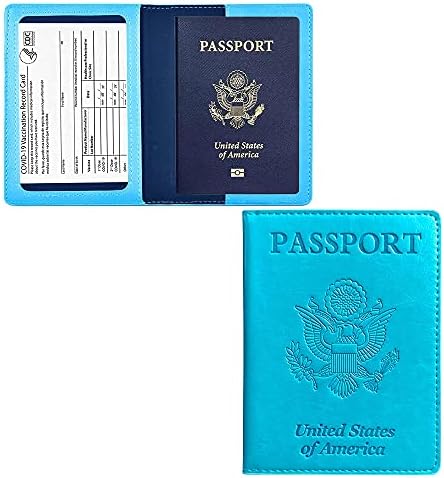דרכון וחיסון כרטיס מחזיק קומבו, דרכון מחזיק עם חיסון כרטיס חריץ, עור מפוצל דרכון כיסוי מקרה עבור
