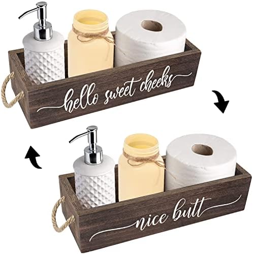 Pzjiean 2 צדדים חומים אמרות מצחיקות אמרות נייר טואלט קופסת עיצוב אמבטיה עם ידית, קופסת עיצוב