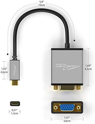 Kabeldirekt - USB C למתאם VGA - 6 אינץ ' -