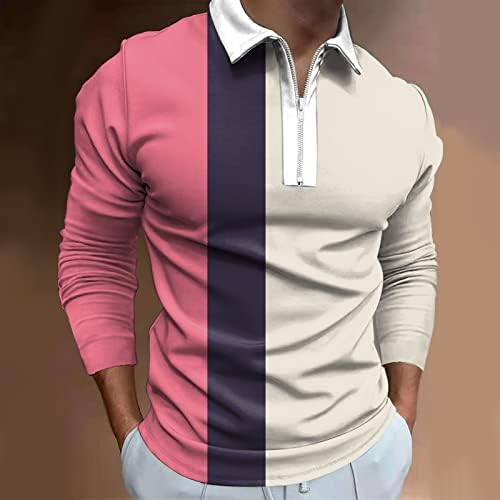 XXZY FALL PO-LO חולצות לגברים גברים אופנה רוכסן דש רוכסן 3D דיגיטלי שרוול ארוך חולצה חולצה גברים