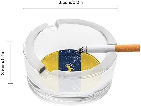 דגל מדינת מישיגן מעשן מאפרה מזכוכית סיגריה סיגריה מגש אפר מחזיק מעשן מותאם אישית מארז עגול