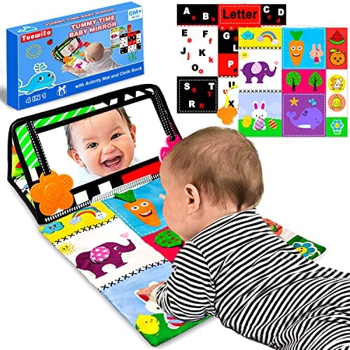 צעצועים לתינוקות של טואוויטה 0-6 חודשים, צעצועי מראה של זמן בטן עם פעילות תלת מימד משחקת מחצלת ושיניים
