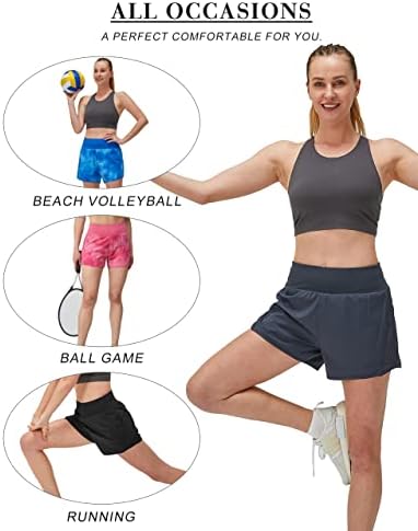KPSUN נשים 2 ב 1 מכנסי אימון קצרים מהיר יבש נוח קיץ זורם ריצה ספורטיבית מכנסיים ספורטיביים עם כיס עם כיס
