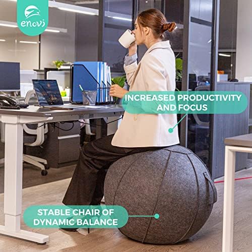 כיסא כדור Enovi Lite, כדור תרגיל כדור יוגה עם כיסוי לכיסוי לשולחן העבודה הביתי, כדור יציבות ומושב כדור איזון