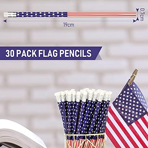 עפרונות דגל אמריקאים עפרונות דגל ארהב עפרונות פטריוטיים עם מחקים ליום העצמאות, 4 ביולי, חסד מסיבות,