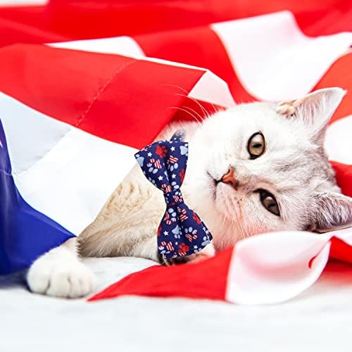 4 ביולי חתול עניבת פרפר צווארון, 2 חבילה אמריקאי דגל פטריוטי חג קיטי חתלתול הבדלני צווארון עבור בנים ובנות ארהב