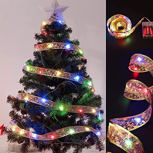 קישוטים לחג המולד של Styyij, אורות סרט זהב 13.5ft עם 40 חוט המונע על סוללות LED לחופשת מסיבת יום הולדת עץ