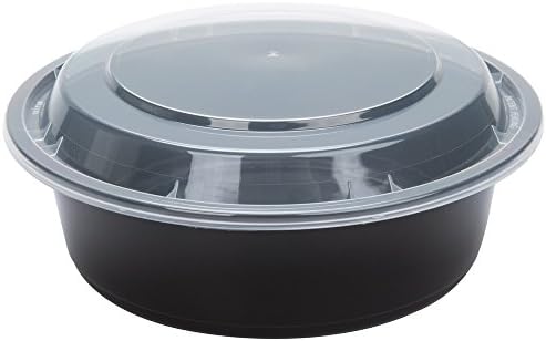 SAFEPRO 32 גרם. מיכל שחור עגול במיקרוגל עם מכסה ברור, קופסת בנטו ארוחת צהריים,