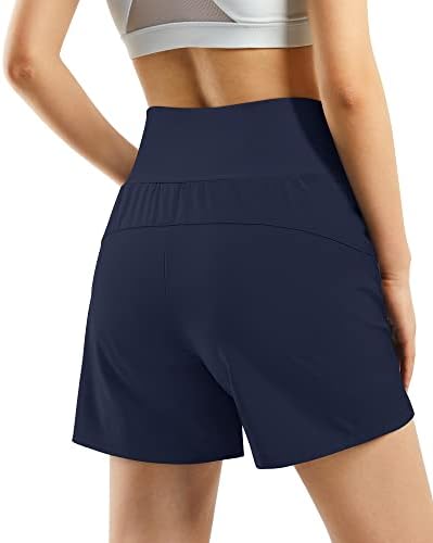 מכנסיים קצרים של G4Free Women Stletic עם כיסים 5 מכנסיים קצרים באימון יבש מהיר במותניים עם אניה