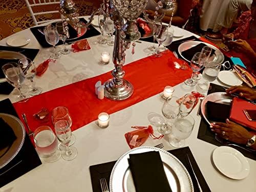 Ssyaqra אדום שולחן רץ סאטן - 2 פאק 12x108 אינץ 'רצים אדומים לשולחנות שולחן חתונה רצים רץ אדום מבד משי בהיר