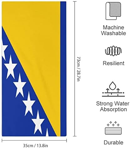 בוסניה והרצגובינה דגל מגבת מגבת 28.7 X13.8 מטליות פנים סיבי סופר -סיבים סופגים מגבות מגבות