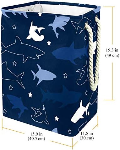 כריש דפוס איור וקטור 300 ד אוקספורד עמיד למים בגדי סל גדול כביסה סל עבור שמיכות בגדי צעצועי בחדר שינה