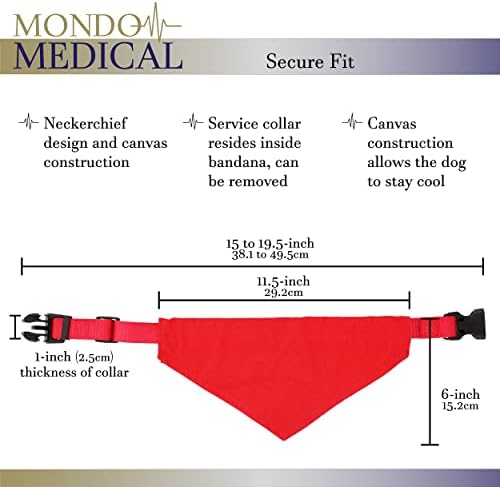 מונדו רפואי תמיכה רגשית כלב צווארון בנדנה - 15-19.5 באדום רעיוני שירות כלב קולרים לכלבים בינוניים