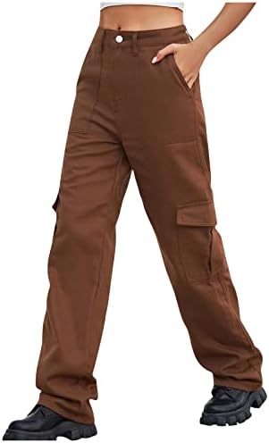 מכנסי מטען ג'ורסה מכנסיים לנשים לנשים אמצע עליית מכנסי מטען נשים עם מכנסי מכנסי מטען חגורה מכנסי רוכסן עם כיסים