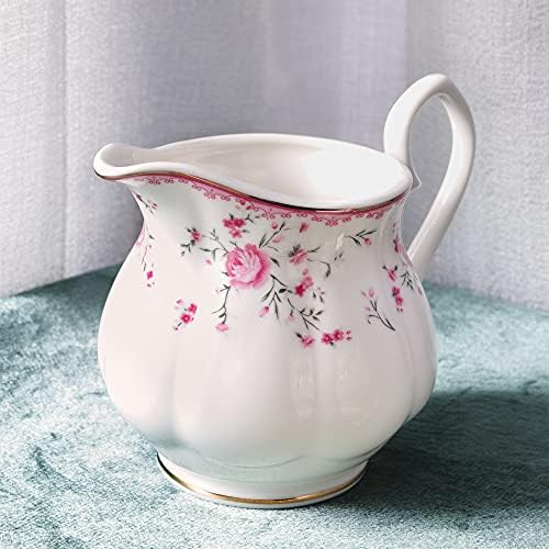 פנקוור וינטג 'חרסינה ערכת תה לנשים מסיבת תה, כוס תה וסט צלוחית ל 6, ערכת קומקום פרחים לחתונה למבוגרים,