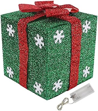 LED קופסאות מתנה מוארות קישוטים לחג המולד, קופסאות מוארות שקופות עם קשת, קישוטים לקופסאות מתנה לחג המולד,
