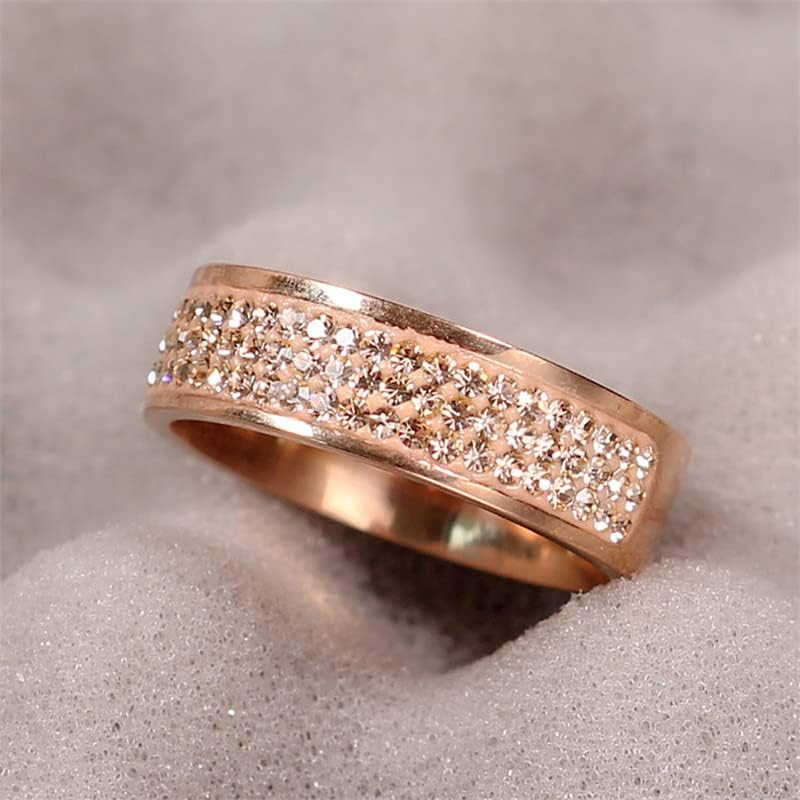 קולסו רוז זהב המותג המפורסם זירקון טבעת 8 מ מ חצי מעגל שלוש שורות קריסטל 316 ליטר טבעות אצבע לנשים