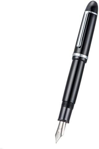 JINHAO X159 עט מזרקה אקרילית שחורה, גודל 8 תוספת ציפורן משובחת עיצוב קלאסי עיצוב קלאסי עט חלק עם ממיר