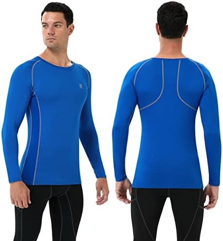 חולצות דחיסה של Runhit לגברים שרוול ארוך מגניב אימון אתלטי יבש חולצות דיג חולצות שמש חולצות ספורט