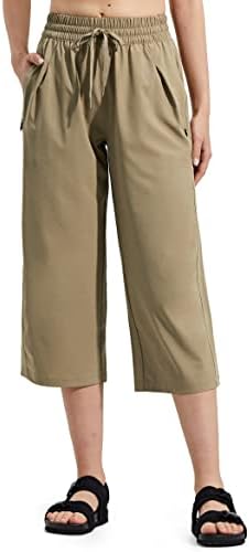 מכנסי קפרי של זוטי לנשים רחבות רגל קלות משקל מהות יבש יבש מכנסי טרנינג רופפים מכנסי יבול קפריס