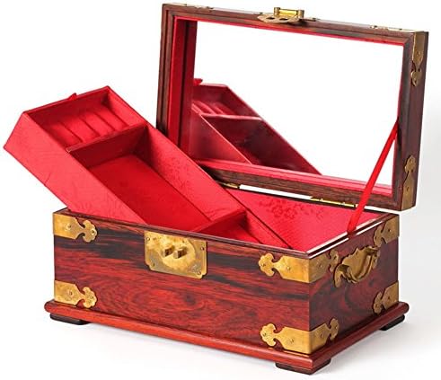 עץ מודרני סיני חתונה אדום תכשיטי קופסות