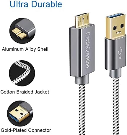 Cablecliation USB-C ל- Micro B 3.0 צרור כבלים עם כבל USB-A ל- Micro USB 3.0