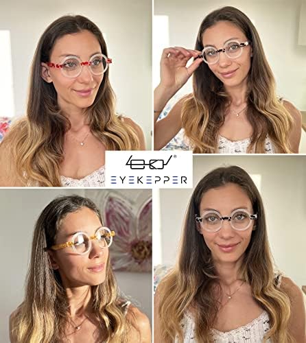 משקפי קריאה עגולים של Eyekeppper 4-חבילות לנשים קוראי רטרו משקפיים +3.00