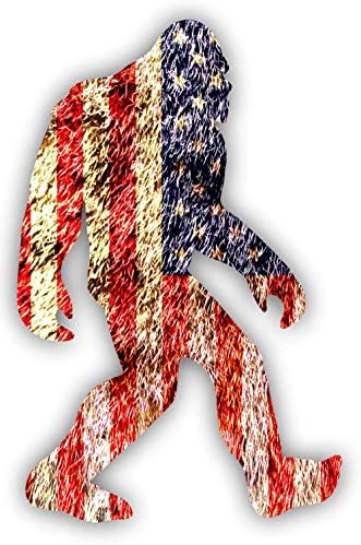 סוחרי A&B מדבקות דגל אמריקה של Bigfoot - מדבקות פטריוטיות ומדבקות בגובה 7 אינץ ', אביזרי מכוניות