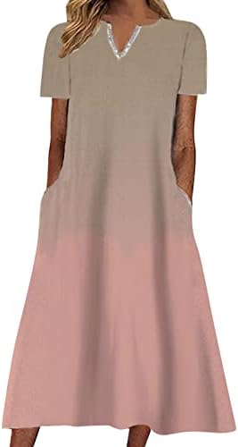 שמלות אישה שמלה לנשים אופנה צווארון קצר שרוול פרחוני הדפסת שמלה עם מנות קצר מקסי שמלות לנשים