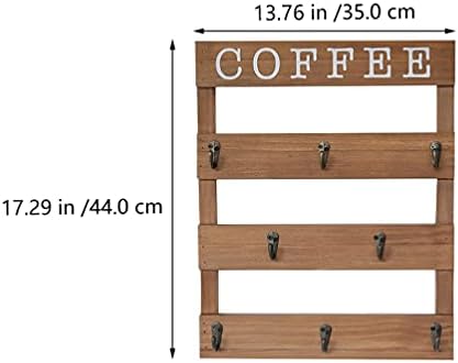 שולחן צילינדר מדף 8 ווים כפרי קפה ספל מחזיק, 3 קומות עץ תה ספל מתלה, עץ קפה מחזיק כוס קיר רכוב לבית מטבח תצוגת
