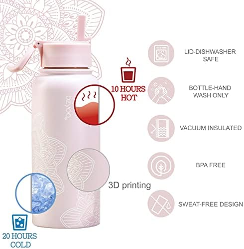 סמן זמן בזיו אוסף בקבוקי מים ספורט אוסף: 32 גרם 1 ליטר זמן סמן בקבוק מים BPA חלבית חלבית עמידה עם רצועה,