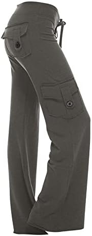 מכנסי אימון שנגקסיני לנשים מכנסי טרנינגס מוצקים חותלות רופפות נמתחות מכנסי כיס מכנסיים יוגה מכנסיים רופפים מכנסיים