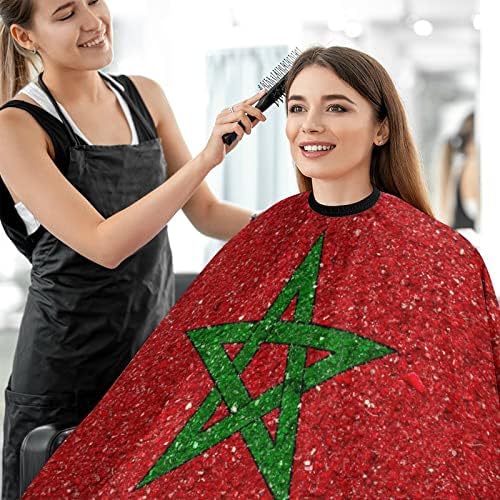 דגל לאומי של מרוקו ספר שיער חיתוך קייפ תספורת אטומה למים עם סגירה מתכווננת צמדת מספרת צביעה צביעה.