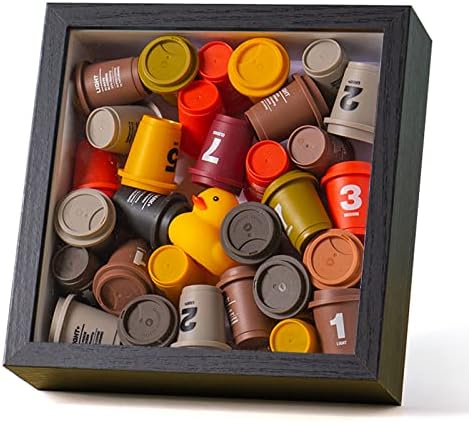 מסגרת קופסת צל 7x7 בשחור, תלת מימד קופסת צלל קופסת קופסת קפה, קופסת קפה קופסת זיכרון לקפסולת קפה, אוספים, מזכרות,