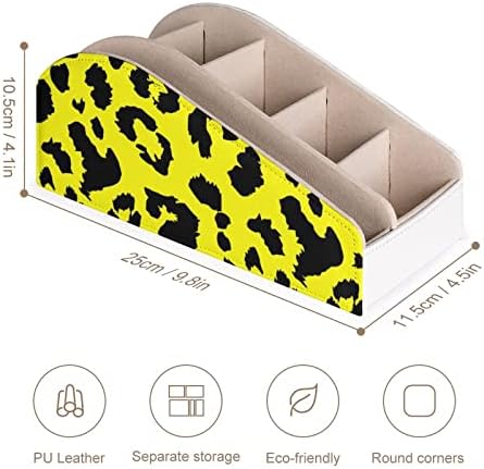 נמר צהוב מחזיק בשלט רחוק פו תיבת מארגן עור עם 6 תאים קופסת אחסון לחדר שינה בסלון