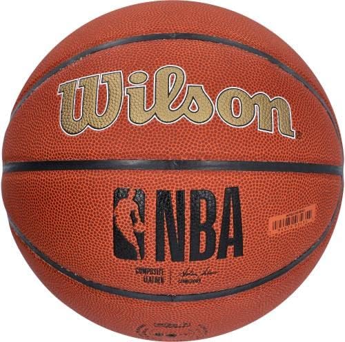 ציון וויליאמסון ניו אורלינס פליקנים חתימה את הכדורסל לוגו של ווילסון צוות - דיו סילבר - כדורסל חתימה