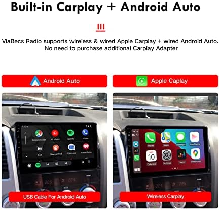 אנדרואיד 11.0 סטריאו לרכב Apple CarPlay אלחוטי לטויוטה טונדרה 2007-2013 סקויה 2008-2018, Viabecs 10.2 יחידת ראש
