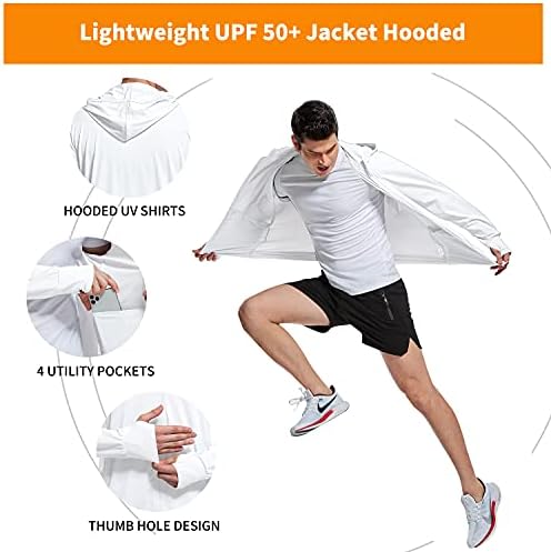 Jusfitsu's upf 50+ הגנת שמש ז'קט ברדס חולצה UV חולצה שרוול ארוך SPF יבש מהיר לדיג אימון טיולים רגלי