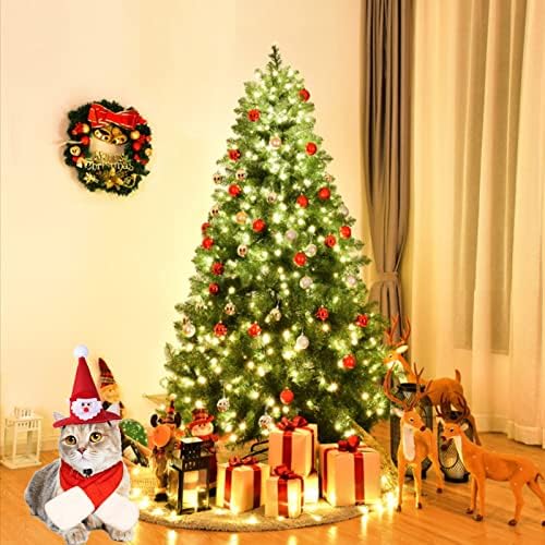 סט תחפושות לחיות מחמד לחג המולד, כובע סנטה עץ חג המולד של חתול עם כלב בגדים לחתול כלב הצעירה למסיבת
