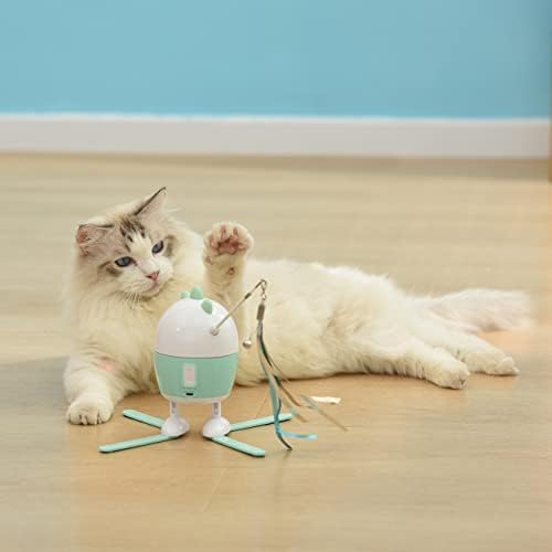 Ladumu Teaser חתול אינטראקטיבי עם צעצוע בן 3 מהירות של חתול לחתך לטיזר נוצה טבעי לחתלתול ייחודי עם טעינה