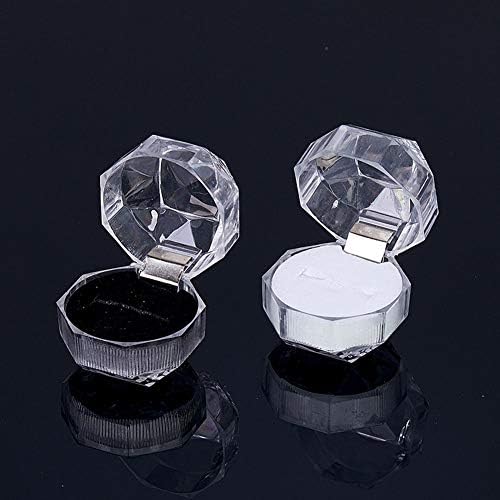 Teensery 6 PCS קופסאות טבעת פלסטיות ברורות עגיל אחסון מתנה מארגן תצוגת תכשיטים לחתונה, אירוסין ויום האהבה