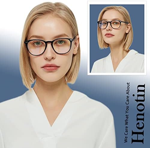 Henotin 6 אריזות משקפי קריאה לנשים גברים כחולים אור חוסם קוראי מחשב מסוגננים עם מארז עור