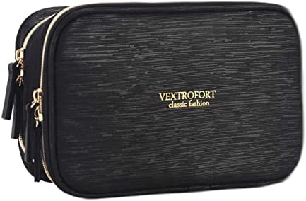 תיק איפור קטן של Vextrofort לתיקי קוסמטיקה של נסיעות ארנק לנשים עם מארגן מברשות וידית ניתנת