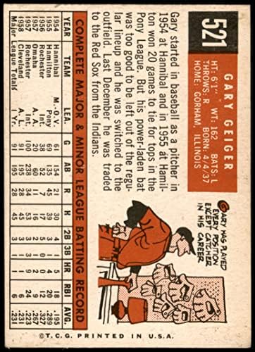 1959 Topps 521 Gary Geiger Boston Red Sox vg Red Sox