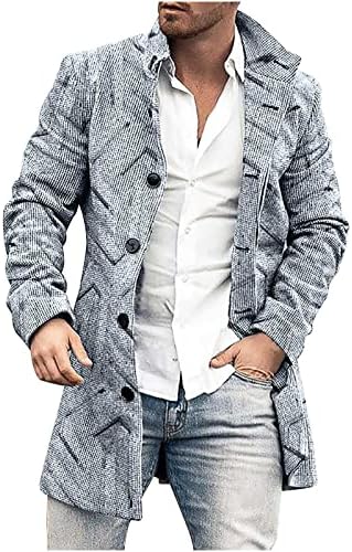 MEN מעיל מעיל רוח אופנה כפתור שרוול ארוך למטה מידי פארקס מזדמן בתוספת גודל קרדיגן מעילי פיקוק טווס