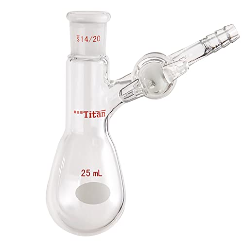 בקבוק תגובה של אדמס-בטא 100 מ ל שלנק בצורת אגס צינור בקבוק תגובה בסגנון קיילדהל עם ברז זכוכית ומפרק 19/22