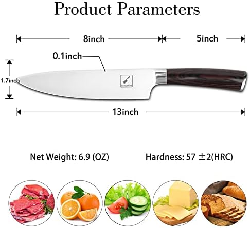 אימרקו יפני שף סכין סטייק סכינים, 8 אינץ שף של סכיני סטייק סכיני סט של 6 עם ארגונומי ידית אריזת